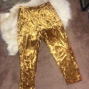 Gold velvet pants